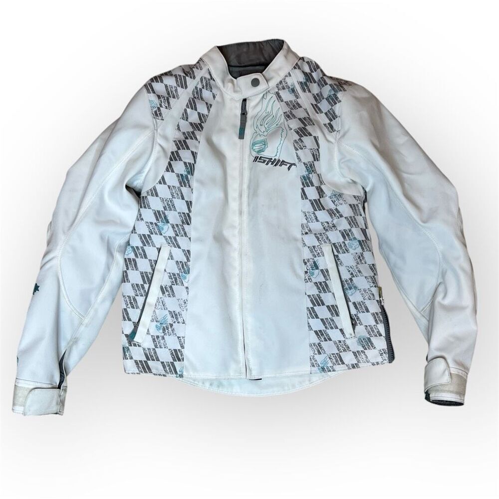 SHIFT Motorcross Motorcycle Jacket White & Teal Plastic Armored Women’s Small